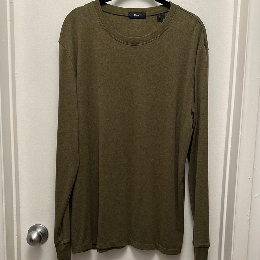Theory Khaki Long Sleeve Tee